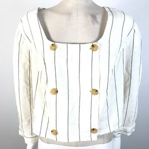 Forever 21 puff sleeve top crop linen blend